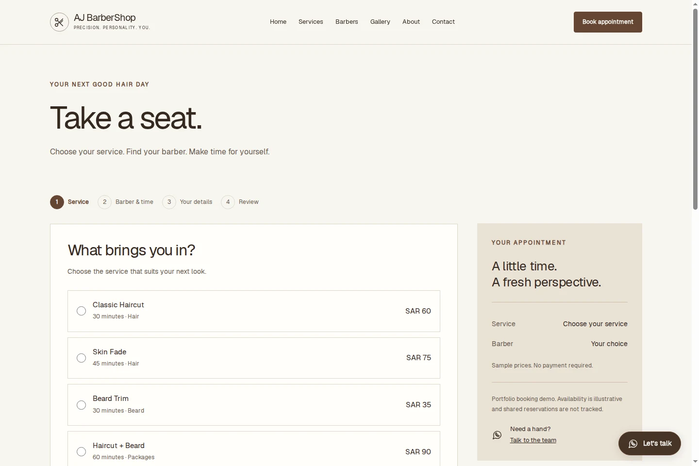 AJ BarberShop: live feature interface