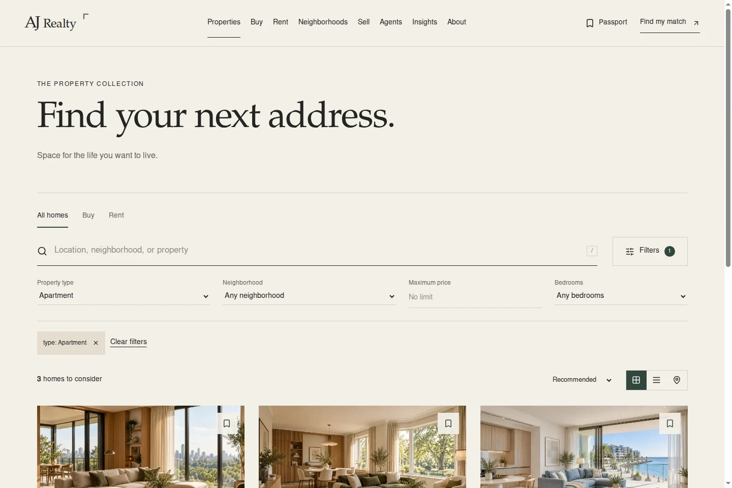 AJ Realty: a live interactive detail